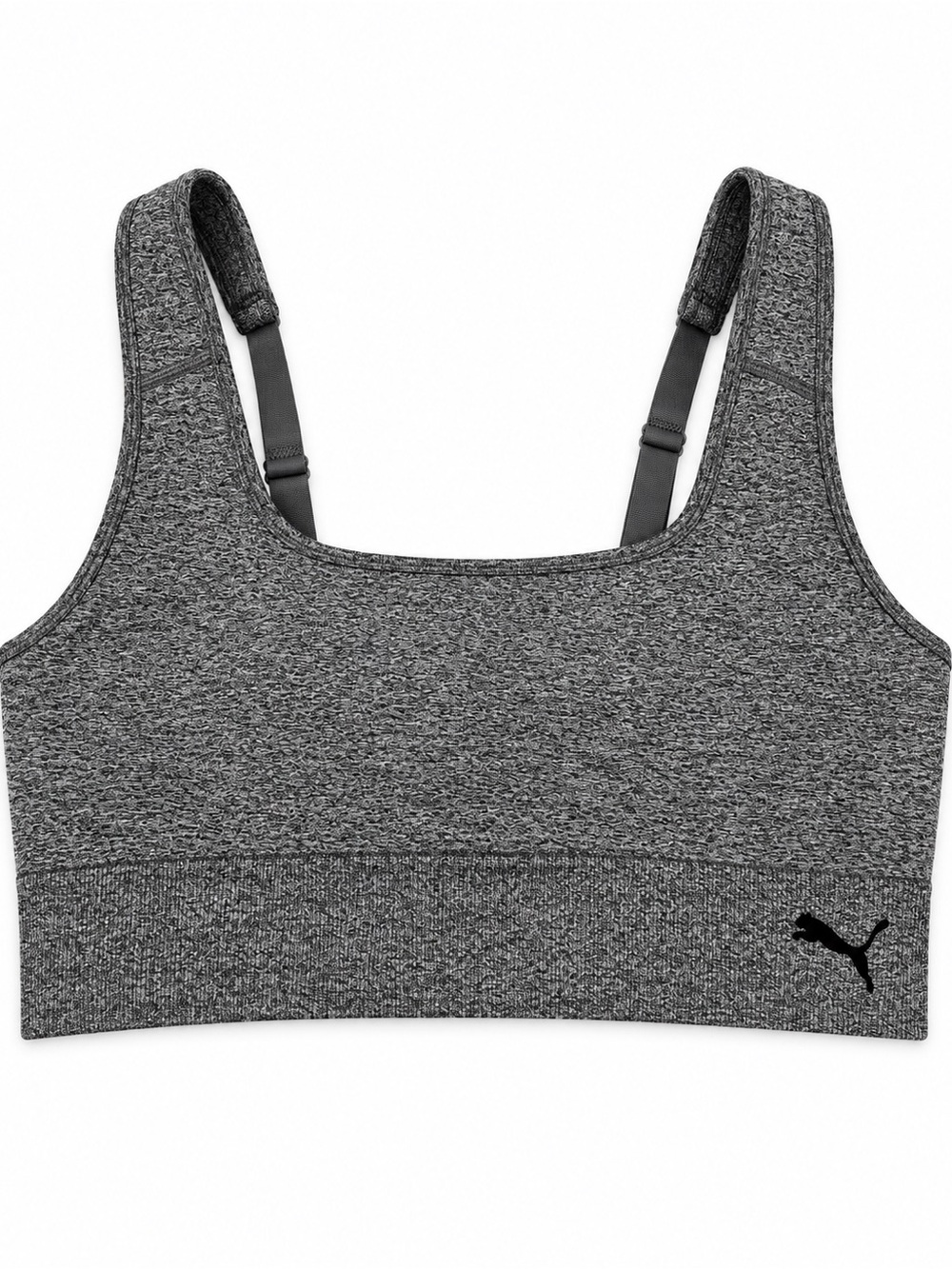 Puma womens XL heathered grey/black stretch full coverage athletic workout bra